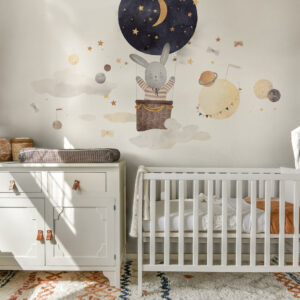 LUMI - Papier peint lapin astronaute chambre