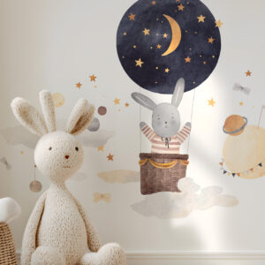 LUMI - Papier peint lapin astronaute salle de jeux