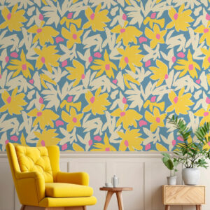 NEREA - Papier peint fleuri marguerite coin lecture