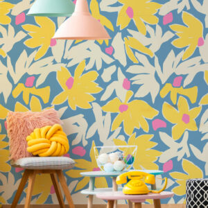 NEREA - Papier peint fleuri marguerite salle de jeux enfant