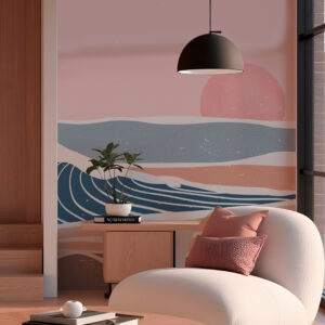 NIL - Papier peint panoramique vague minimaliste salon