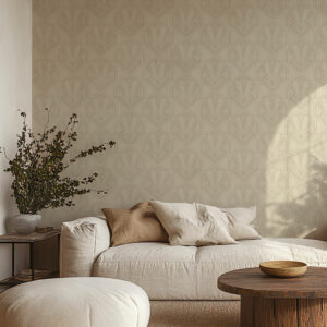 PARIS - Papier peint art déco éventail beige salon