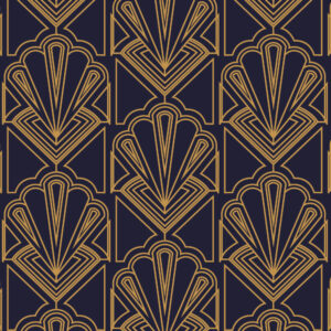 PARIS - Papier peint art déco éventail bleu