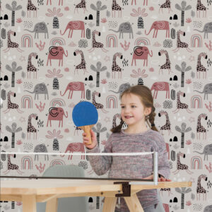 ABIGAEL - Papier peint fille animaux de la jungle salle de jeu fille