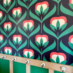 Papier peint vintage motif tulipe