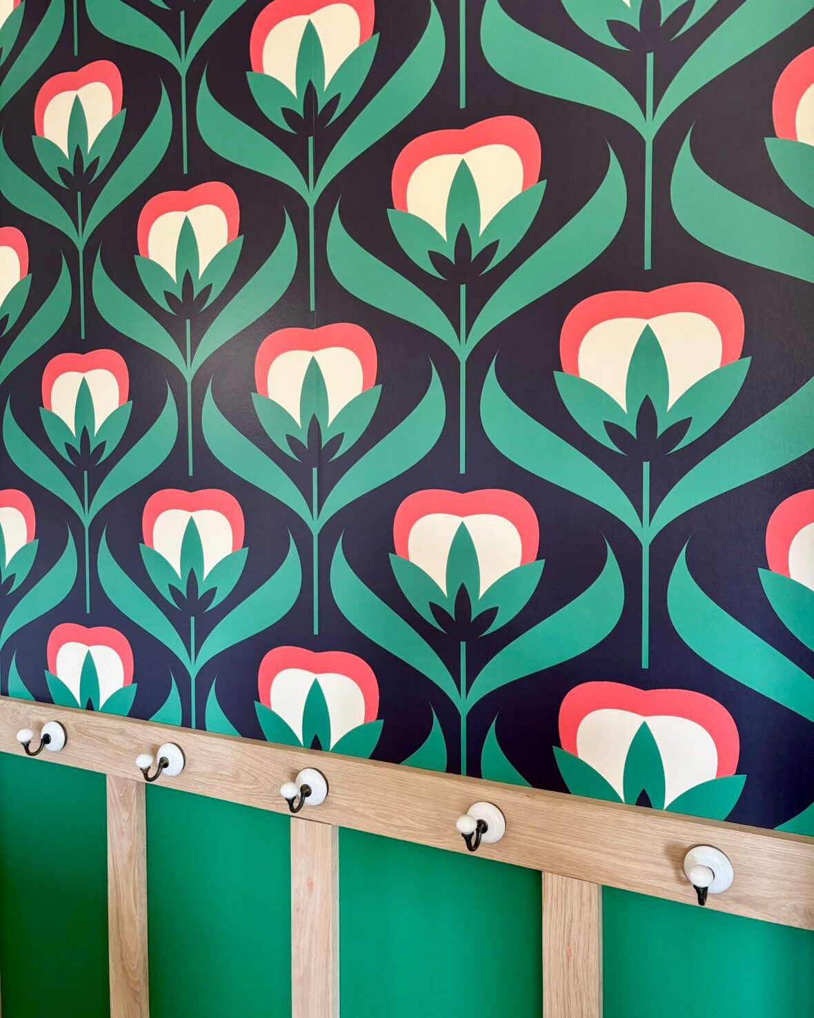 Papier peint vintage motif tulipe