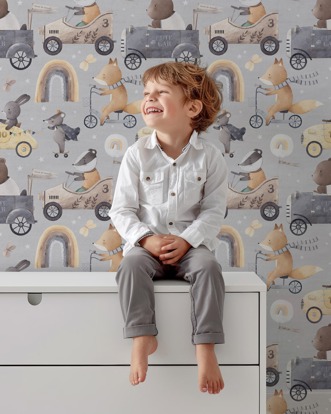 GUILHEM - Papier peint voiture vintage enfant