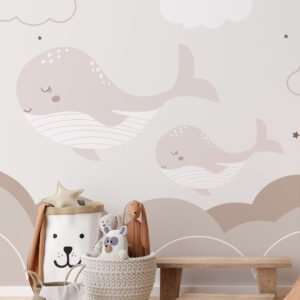 MARTHE - papier peint panoramique baleine enfant chambre fille