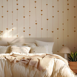 ALICIA - Papier peint fine rayure et coeurs chambre ado