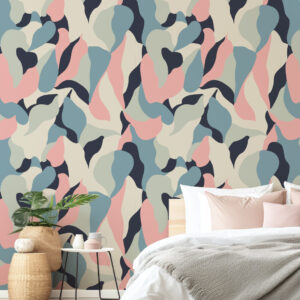 BÉRÉNICE - Papier peint formes abstraites et douces rose chambre