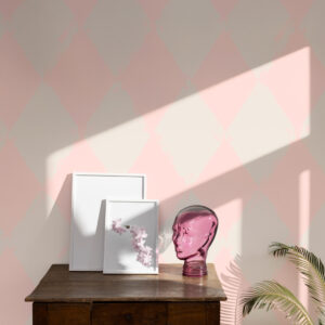 CÉLESTIN - Papier peint arlequin effet texturé rose couloir