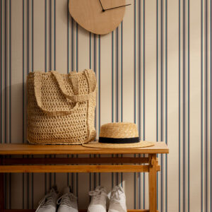 CONCHITA - Papier peint rayures asymétriques classiques beiges entrée CONCHITA - Papier peint rayures asymétriques classiques beiges entrée