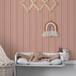 CONCHITA - Papier peint rayures asymétriques classiques roses chambre fille CONCHITA - Papier peint rayures asymétriques classiques roses chambre fille
