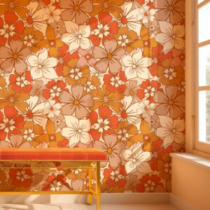 CORINNE - Papier peint fleurs hippie année 70