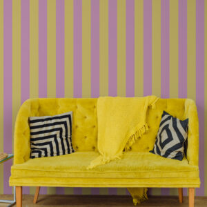 ELECTRA - Papier peint rayures flashy jaune et rose salon