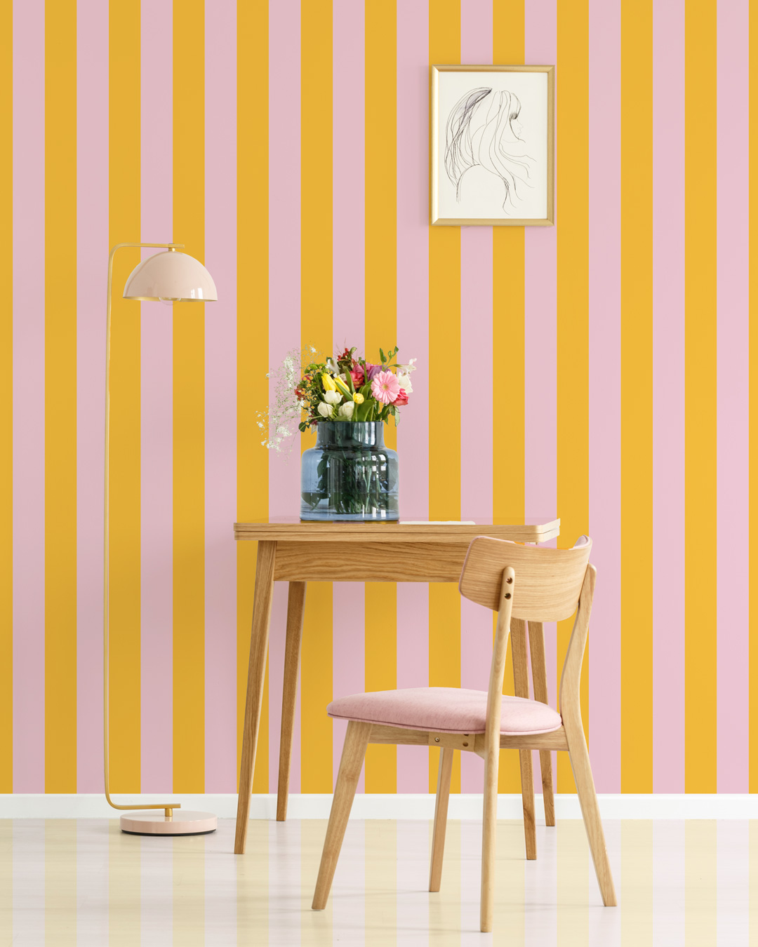 ELECTRA - Papier peint rayures flashy rose