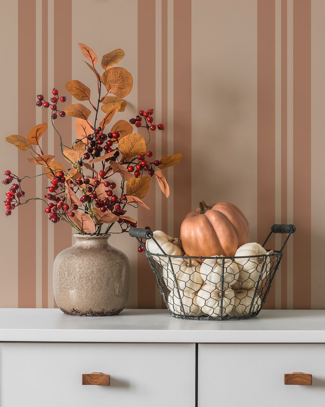 FIDELE - Papier peint rayures et petits chevrons cuisine