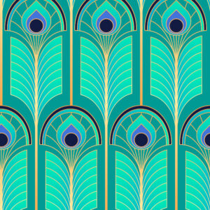 HELGA - Papier peint art déco dégradé turquoise