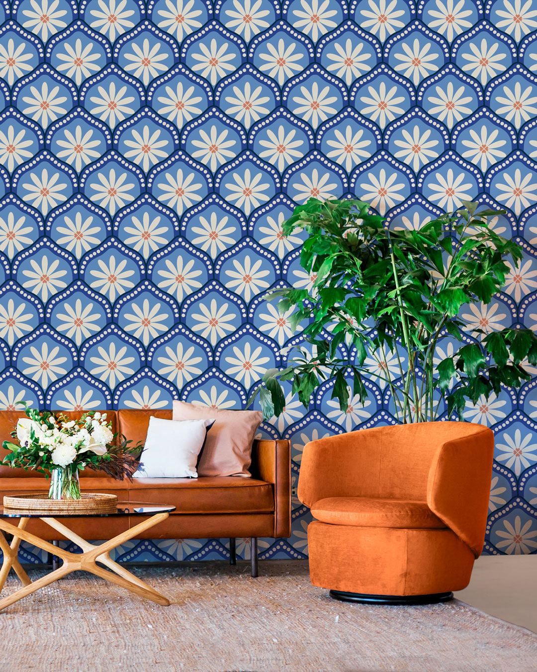 LAURIE - Papier peint marguerite art déco