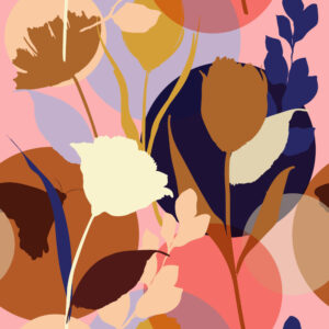 LINDA - Papier peint ombre fleurie rose