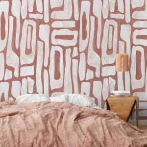 MANEL - Papier peint abstrait formes irrégulières rouge chambre