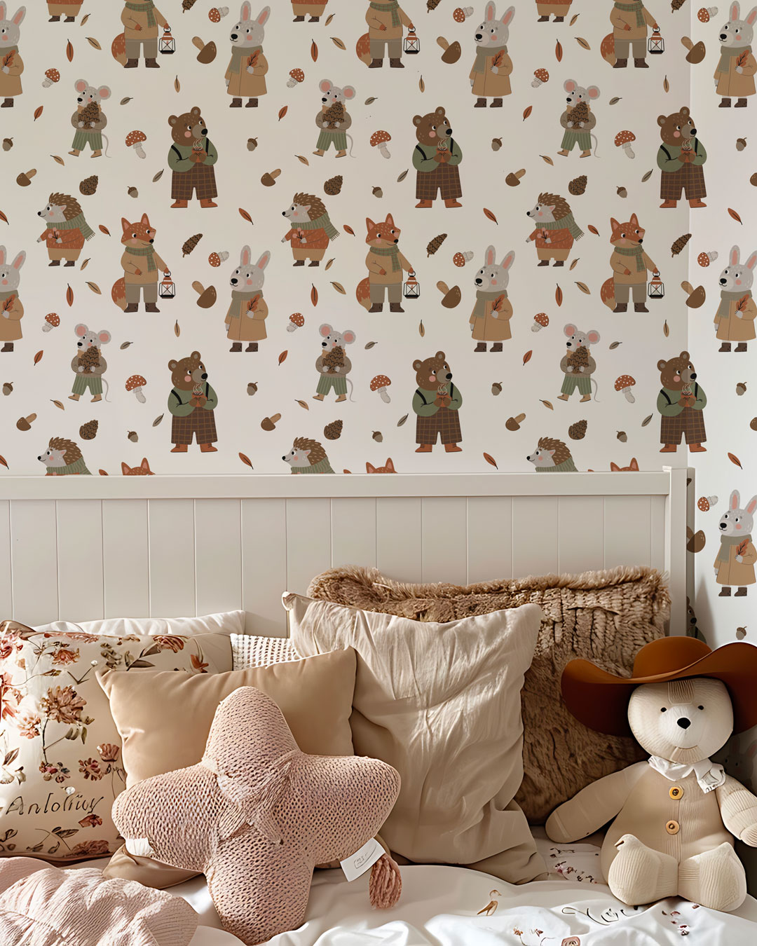 OLIVER - Papier peint motif animaux de la foret à l’automne enfant