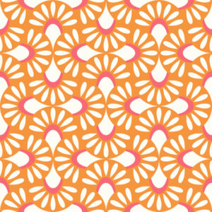 PAULE - Papier peint fleuri géométrique pastel orange