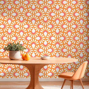 PAULE - Papier peint fleuri géométrique pastel