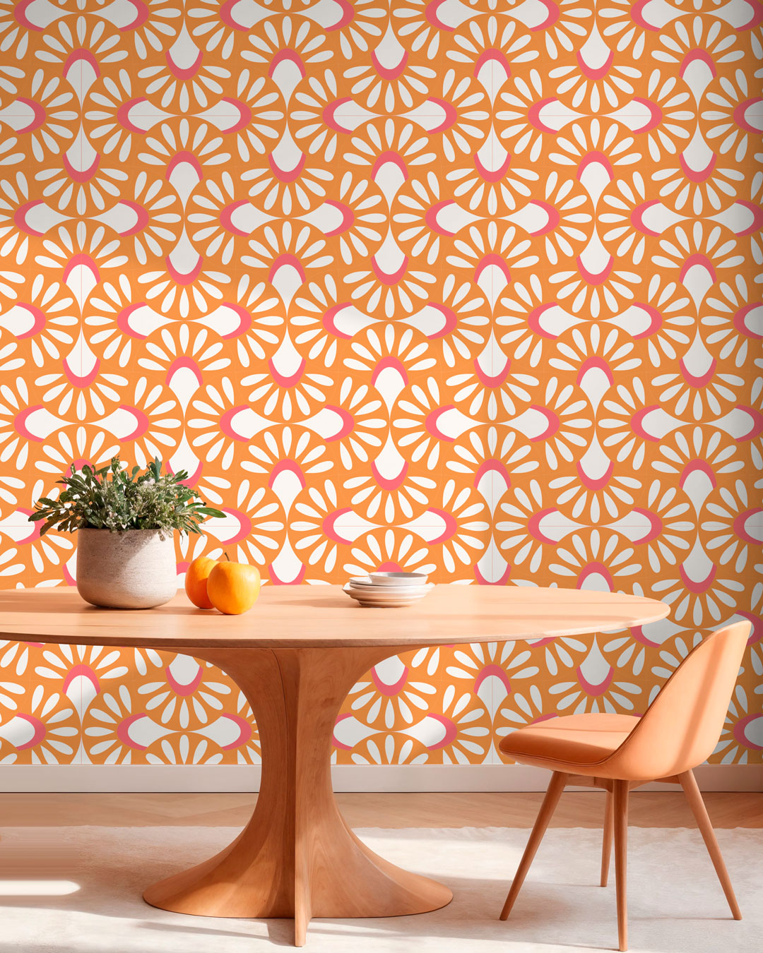 PAULE - Papier peint fleuri géométrique pastel