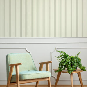 PHILEMON - Papier peint rayures très fines vert salle à manger