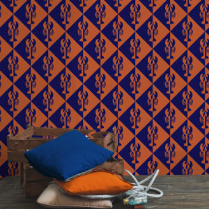SÉBASTIEN - Papier peint homard orange salle de jeux