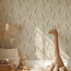 SILLY - Tapisserie motif palmier beige salle de jeux