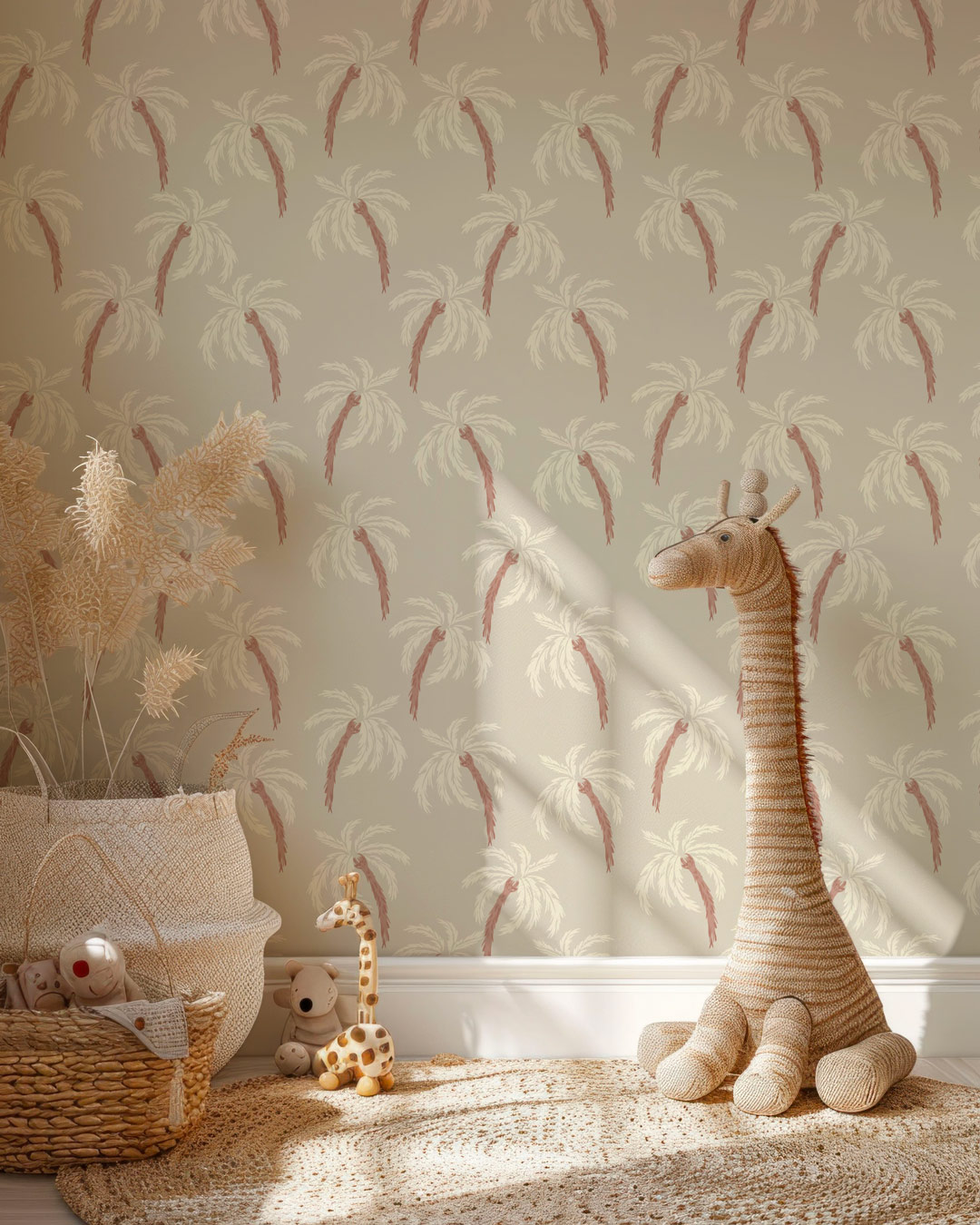 SILLY - Tapisserie motif palmier beige salle de jeux