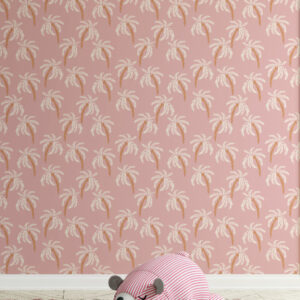 SILLY - Tapisserie motif palmier rose chambre fille