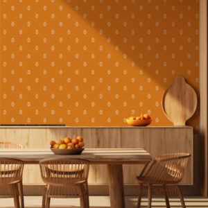 ABEL - Papier peint motif cigale des garrigues orange cuisine