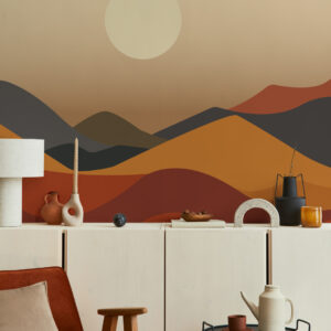 ADHÉMAR - Papier peint coucher de soleil montagne soubassement