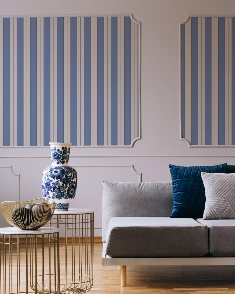 ASMAE - Papier peint rayures classiques monochromes lavande salon