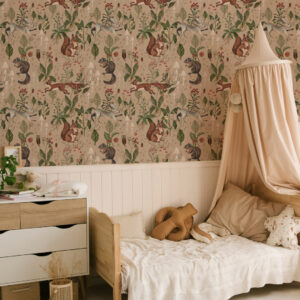 CENDRON - Papier peint animaux aquarelle enfant chambre enfant