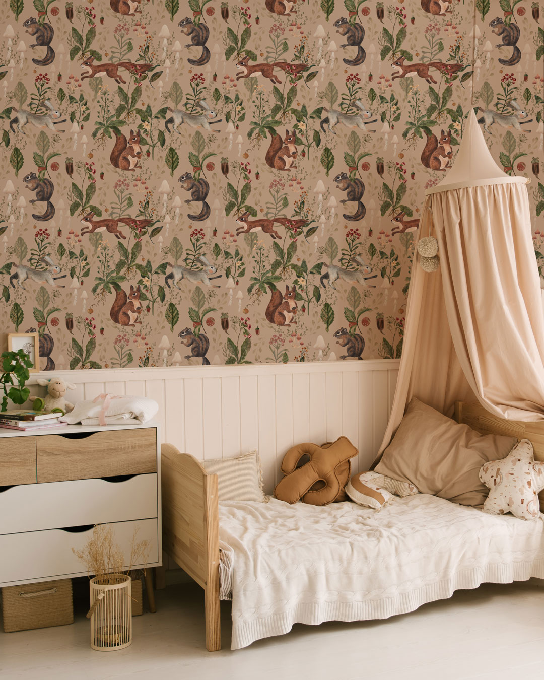 CENDRON - Papier peint animaux aquarelle enfant chambre enfant