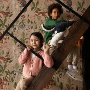 CENDRON - Papier peint animaux aquarelle enfant escalier