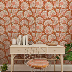 DORINE - Papier peint wax cercles doux bureau