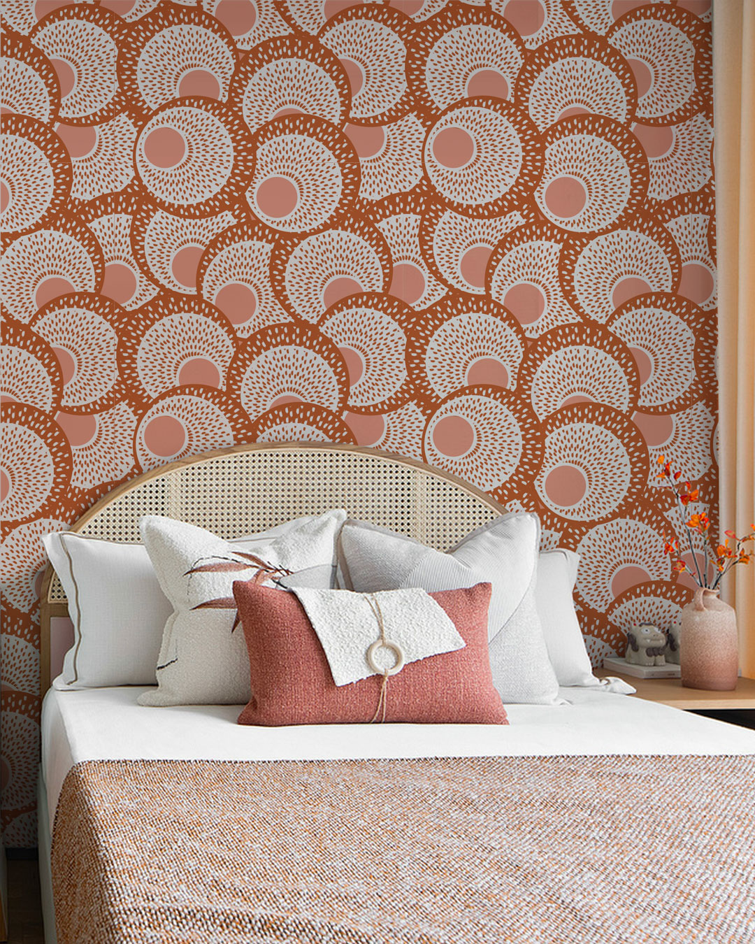 DORINE - Papier peint wax cercles doux chambre