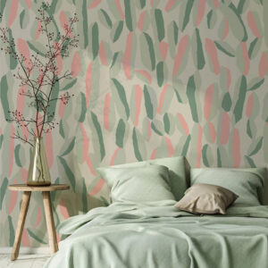 HILARY - Papier peint feuille abstraite pop vert chambre