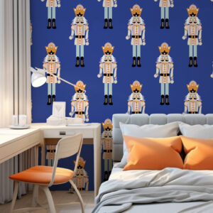 MASHA - Papier peint casse noisette bleu chambre enfant