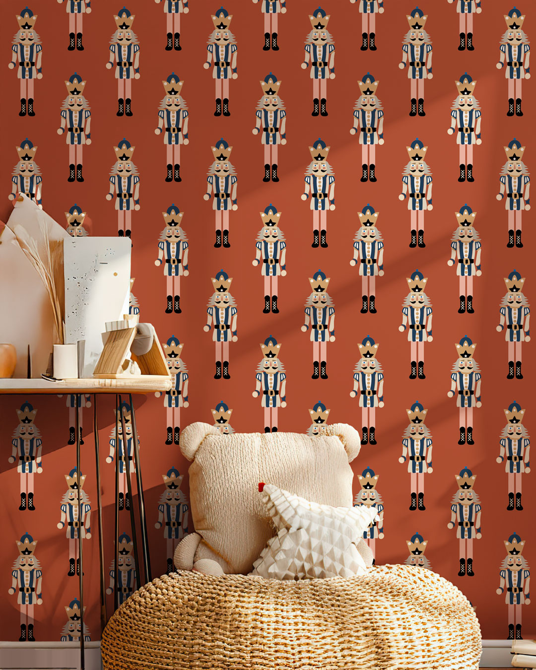 MASHA - Papier peint casse noisette terracotta chambre enfant