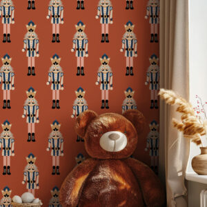 MASHA - Papier peint casse noisette terracotta salle de jeux enfants