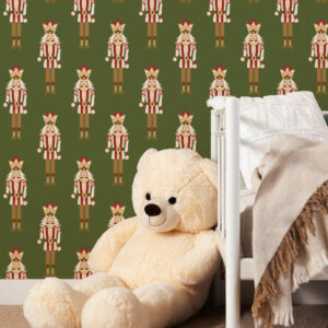 MASHA - Papier peint casse noisette vert chambre enfant