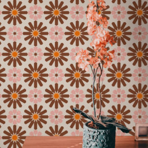 MODESTE - Papier peint kaléidoscope rose chambre