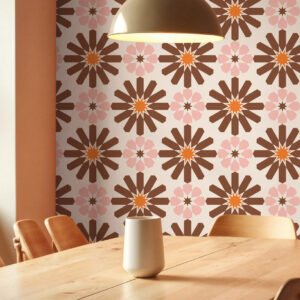 MODESTE - Papier peint kaléidoscope rose salle à manger