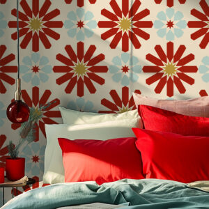 MODESTE - Papier peint kaléidoscope rouge